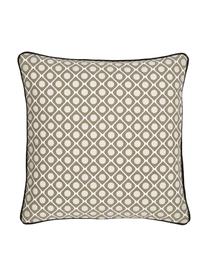 Housse de coussin 45x45 Rivets, 100 % coton, Blanc crème, taupe, larg. 45 x long. 45 cm