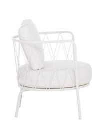 Outdoor loungefauteuil Sunderland met stoelkussens, Frame: verzinkt staal, gegalvani, Bekleding: polyacryl, Wit, B 74  x D 61 cm