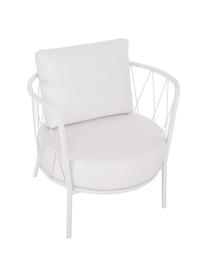 Outdoor loungefauteuil Sunderland met stoelkussens, Frame: verzinkt staal, gegalvani, Bekleding: polyacryl, Wit, B 74  x D 61 cm