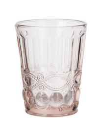 Bicchiere acqua rosa con motivo a rilievo Solange 6 pz, Vetro, Rosa trasparente, Ø 8 x Alt. 10 cm, 265 ml