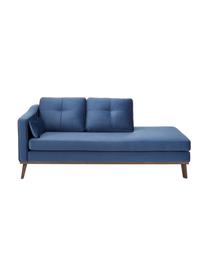 Chaise-longue in velluto blu scuro con schienale Alva, Rivestimento: velluto (copertura in pol, Struttura: legno di pino massiccio, Piedini: legno massello di faggio,, Velluto blu scuro, Larg. 193 x Prof. 94 cm