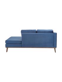 Chaise-longue in velluto blu scuro con schienale Alva, Rivestimento: velluto (copertura in pol, Struttura: legno di pino massiccio, Piedini: legno massello di faggio,, Velluto blu scuro, Larg. 193 x Prof. 94 cm