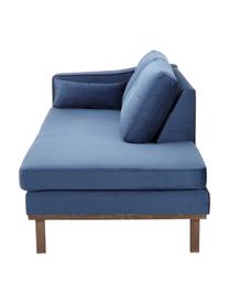 Fluwelen chaise longue Alva in grijs met beukenhout-poten, Bekleding: fluweel (hoogwaardig poly, Frame: massief grenenhout, Poten: massief gebeitst beukenho, Fluweel donkerblauw, B 193 x D 94 cm