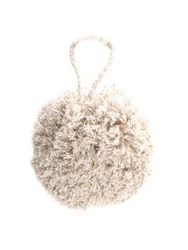 Ciondolo Pompon, 2 pz., Cotone con filo di lurex, Bianco, dorato, Ø 8 x Alt. 14 cm