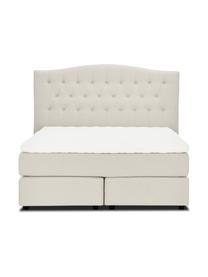 Letto boxspring premium in tessuto beige Royal, Materasso: nucleo a 5 zone di molle , Piedini: legno di betulla massicci, Tessuto beige, 200 x 200 cm