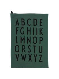 Geschirrtücher Classic in Grün mit Designletters, 2 Stück, Baumwolle, Grün, Schwarz, 40 x 60 cm