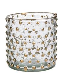 Waxinelichthouder Goldma met reliëf, Gelakt glas, Goudkleurig, Ø 8 x H 8 cm