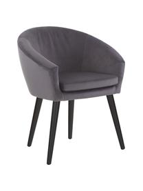 Chaise en velours gris et à accoudoirs Lino, Gris foncé