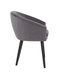 Chaise en velours gris et à accoudoirs Lino, Gris foncé