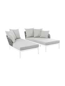 Garten-Daybed-Set Pelican, 2-tlg., Rahmen: Aluminium, pulverbeschich, Webstoff Hellgrau, Weiß, B 182 x T 179 cm