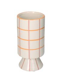 Design vaas Stripe met tegellook, Dolomietensteen, Crèmewit, oranje, roze, Ø 11 x H 22 cm