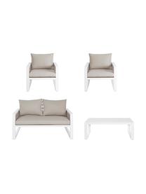 Garten-Lounge-Set Captiva in Beige/Weiss, 4-tlg., Bezug: Polyester, Gestell: Aluminium, pulverbeschich, Beige, Weiss, Set mit verschiedenen Grössen