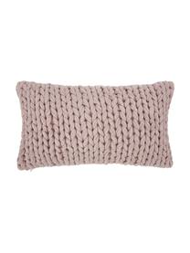 Housse de coussin grosse maille Chunky Adyna, 100 % polyacrylique, Vieux rose, larg. 30 x long. 50 cm