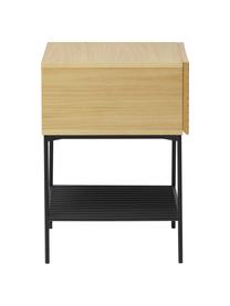 Dřevěný noční stolek se zásuvkou Johanna, Dřevo, černá, Š 45 cm, V 56 cm