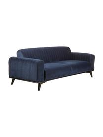 Sofa rozkładana z aksamitu Lisa (3-osobowa), Tapicerka: 100% aksamit poliestrowy, Stelaż: drewno brzozowe, płyta wi, Nogi: drewno naturalne, Niebieski, S 220 x G 92 cm