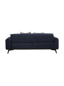 Sofa rozkładana z aksamitu Lisa (3-osobowa), Tapicerka: 100% aksamit poliestrowy, Stelaż: drewno brzozowe, płyta wi, Nogi: drewno naturalne, Niebieski, S 220 x G 92 cm