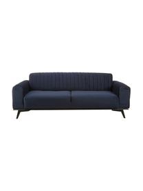 Sofa rozkładana z aksamitu Lisa (3-osobowa), Tapicerka: 100% aksamit poliestrowy, Stelaż: drewno brzozowe, płyta wi, Nogi: drewno naturalne, Niebieski, S 220 x G 92 cm