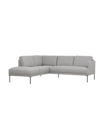 Sofa narożna Fluente, Tapicerka: 80% poliester, 20% ramia , Stelaż: lite drewno sosnowe z cer, Nogi: metal malowany proszkowo, Jasnoszara tkanina, S 221 x G 200 cm, lewostronna