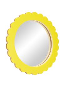 Specchio cosmetico in plastica gialla Bloom, Cornice: poliresina, pannello di f, Superficie dello specchio: lastra di vetro, Giallo, Ø 17 x Prof. 2 cm