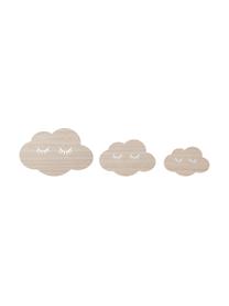 Set de decoraciones de pared Clouds, 3 pzas., Madera contrachapada, Beige, Set de diferentes tamaños