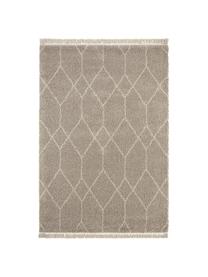 Hoogpolig vloerkleed Mila in beige/grijs met grafisch patroon, 100% polypropyleen, Beige, grijs, B 80 x L 150 cm (maat XS)