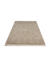 Tapis shaggy à franges Mila, Beige, gris