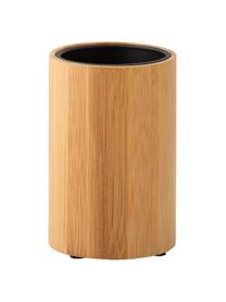 Vaso cepillo de dientes Beckton, Exterior: madera de bambú, Interior: polipropileno, Bambú, negro, Ø 7 x Al 11 cm