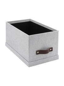 Caja Silvia II, 2 uds., Caja: canvas, cartón rígido (10, Asa: cuero, Gris claro, An 17 x Al 15 cm