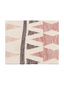 Ručně tkaný vlněný koberec v ethno stylu Billund, Růžová, krémová, tmavě šedá