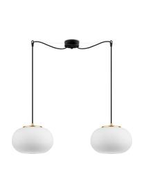 Lampada a sospensione in vetro opale Double, Paralume: vetro opale, Bianco, nero, dorato, Larg. 75 x Alt. 153 cm