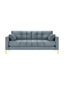 Sofa z aksamitu Mamaia (2-osobowa), Tapicerka: aksamit poliestrowy Dzięk, Stelaż: lite drewno sosnowe, skle, Nogi: metal lakierowany, Niebieski, S 177 x G 92 cm