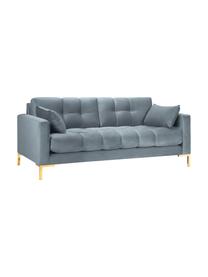 Sofa z aksamitu Mamaia (2-osobowa), Tapicerka: aksamit poliestrowy Dzięk, Stelaż: lite drewno sosnowe, skle, Nogi: metal lakierowany, Niebieski, S 177 x G 92 cm