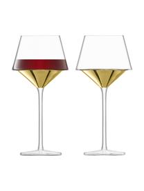 Ručně foukaná sklenice na červené víno Space, 2 ks, Transparentní, zlatá