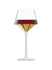 Verres à vin rouge soufflés bouche Space, 2 pièces, Transparent, couleur dorée