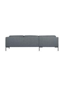 Divano angolare con piedini in metallo Emma, Rivestimento: poliestere, Struttura: legno di pino massiccio, , Piedini: metallo, verniciato a pol, Tessuto grigio scuro, Larg. 302 x Prof. 220 cm, chaise-longue a sinistra