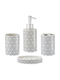 Set de accesorios de baño Graphic, 4 pzas., Dosificador: plástico, Negro, blanco, Set de diferentes tamaños