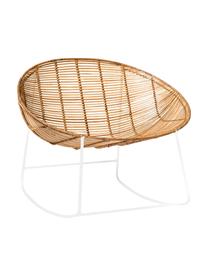 Sedia a dondolo Orinoco, Seduta: rattan, Cornice: metallo, Seduta: rattan<br>Struttura: bianco, Larg. 92 x Alt. 76 cm