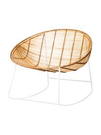 Rattan-Schaukelstuhl Orinoco mit Metall-Gestell, Sitzfläche: Rattan, Gestell: Metall, Sitzfläche: Rattan<br>Gestell: Weiss, 92 x 76 cm