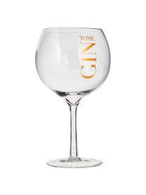 Verres gin tonic avec lettrage Gin, 6 pièces, Transparent, couleur cuivrée