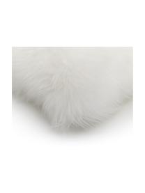 Housse de coussin en peau de mouton Oslo, lisse, Endroit : blanc ivoire Envers : blanc ivoire