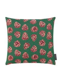 Kussenhoes Alvin met winterse motieven, Weeftechniek: jacquard, Groen, rood, beige, 40 x 40 cm