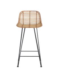 Sedia da bar in rattan Blind, Gambe: metallo verniciato a polv, Rattan, nero, Larg. 42 x Alt. 89 cm