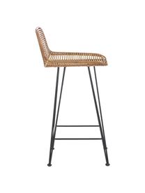 Sedia da bar in rattan Blind, Gambe: metallo verniciato a polv, Rattan, nero, Larg. 42 x Alt. 89 cm