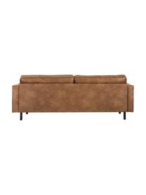 Sofa ze skóry z recyklingu Hunter (3-osobowa), Tapicerka: skóra z recyklingu (70% s, Stelaż: lite drewno sosnowe z cer, Nogi: metal malowany proszkowo , Brązowa skóra, S 219 x G 90 cm