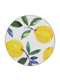 Sous-verre Lemons, 4 pièces, Liège, enduit, Blanc, jaune, vert, Ø 12 cm