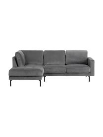 Sofa narożna z aksamitu Gabriela, Tapicerka: aksamit poliestrowy, Nogi: metal lakierowany, Szary, S 230 x G 148 cm