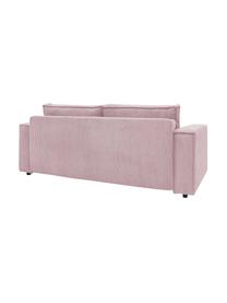 Sofa rozkładana ze sztruksu z miejscem do przechowywania Nihad (3-osobowa), Tapicerka: sztruks, Nogi: drewno naturalne, Lila, S 245 x G 102 cm