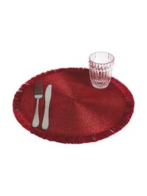 Manteles individuales redondos con flecos Linda, 6 uds., Plástico, Rojo, Ø 38 cm
