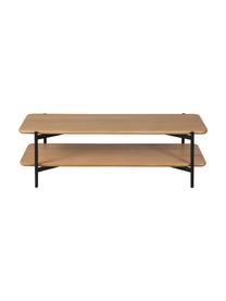 Tavolino da salotto con finitura in legno di quercia Easy, Gambe: metallo rivestito, Nero, marrone, Larg. 120 x Alt. 37 cm