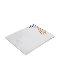 Drap plat en coton Foliage, Blanc, ocre, noir